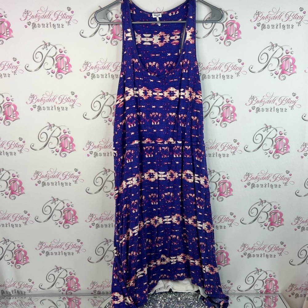 Splendid dress long Purple white Pink Tie-Dye Dress flowy comfy swoop neck